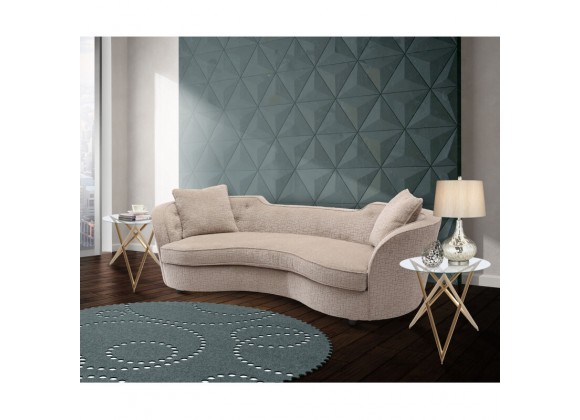 Armen Living Palisade Contemporary Sofa in Sand Velvet with Brown Wood Legs