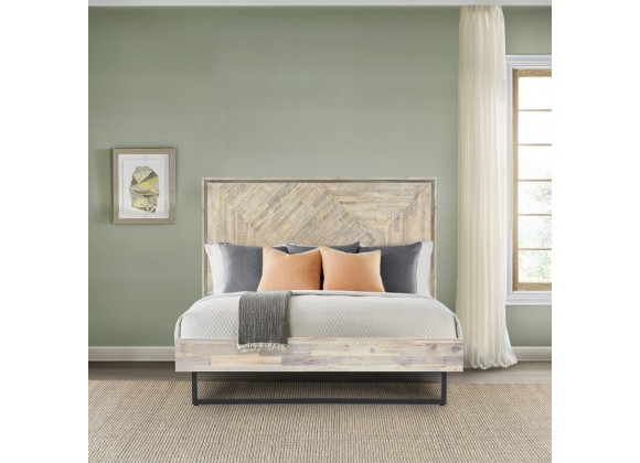 Armen Living Peridot Platform Bed Frame in Natural Acacia Wood