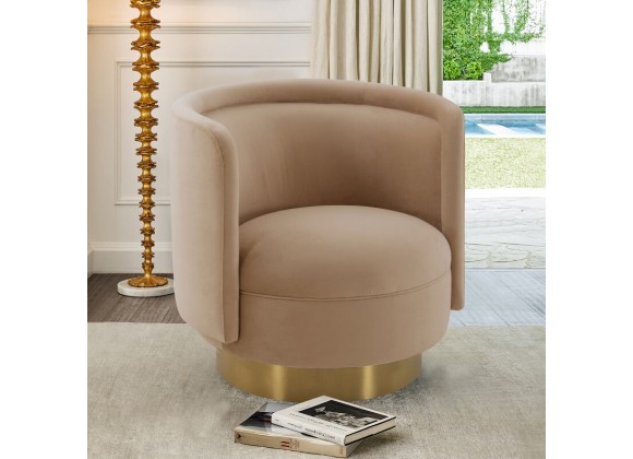 Peony Natrual Fabric Upholstered Sofa Accent Chair with Brushed Gold Legs