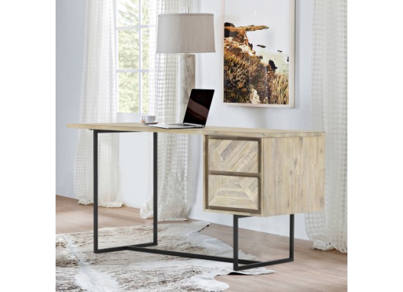 Armen Living Peridot 2 Drawer Desk in Natural Acacia Wood