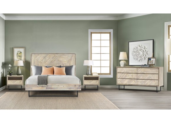 Armen Living Peridot 1 Drawer Nightstand In Natural Acacia WoodIin Gray