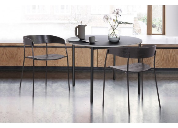 Armen Living Perry Wood And Metal Modern Dining Room Chairs Set of 2 In Black Powder Coated 