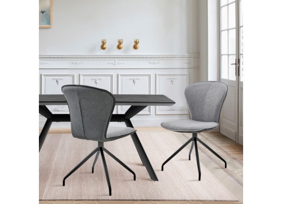 Armen Living Petrie Dining Room Accent Chair In Gray Fabric And