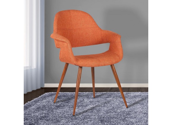 Armen Living Phoebe Mid-Century Dining Chair In Walnut Finish And Fabric