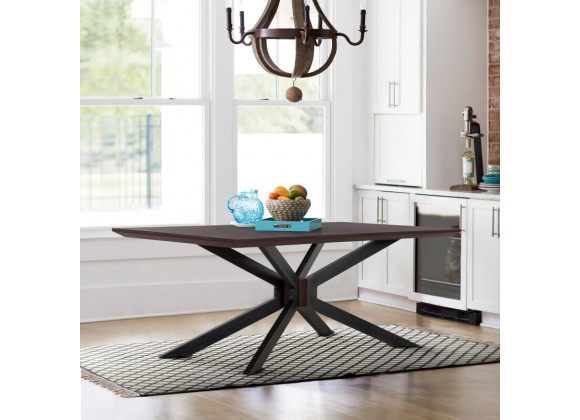 Armen Living Pirate Acacia Modern Dining Table In Coffee Bean Brush/Natural Black