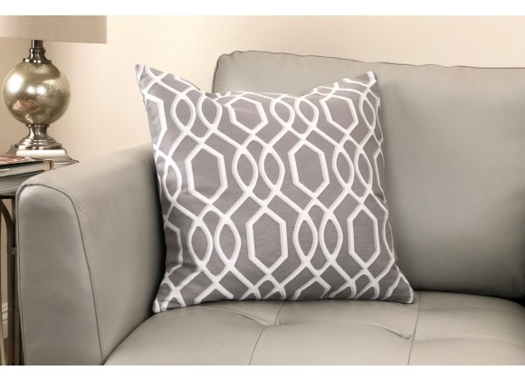 Frances Contemporary Decorative Feather and Down Throw Pillow In Gray Jacquard Fabric - Lifestyle