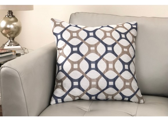 Roxbury Contemporary Decorative Feather and Down Throw Pillow In Cobalt Jacquard Fabric - Lifestyle