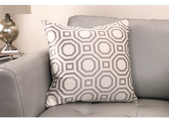 Warren Contemporary Decorative Feather and Down Throw Pillow In Gray Jacquard Fabric - Lifestyle