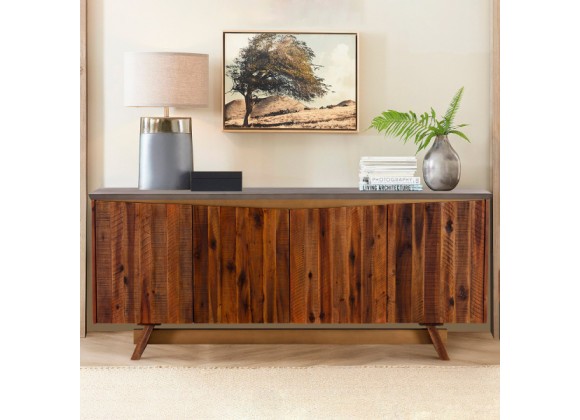 Armen Living Picadilly 4 Door Sideboard Buffet in Acacia Wood and Concrete