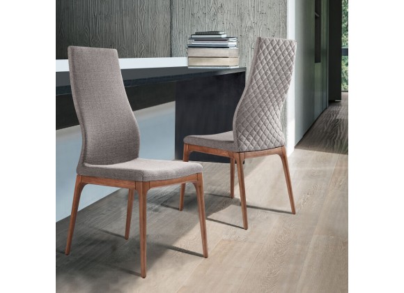 Armen Living Parker Mid-Century Dining ChairIin Walnut Finish And Gray Fabric - Set of 2