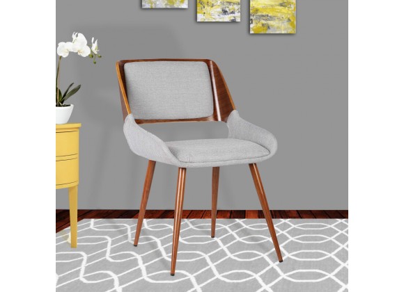Panda Mid-Century Dining Chair Walnut Finish and Gray Fabric