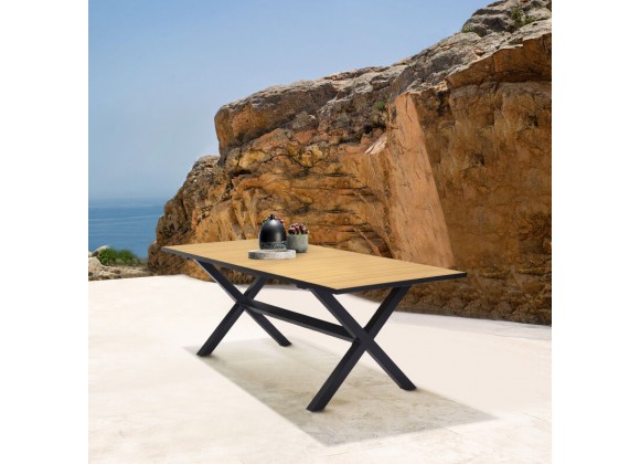 Armen Living Panama Outdoor Black Aluminum Rectangular Dining Table