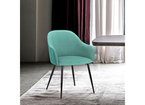 Armen Living Pixie Dining Room Chair In Fabric With Black Metal Legs