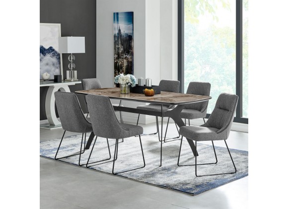 Armen Living Quartz Gray Fabric And Metal Dining Room Chairs 