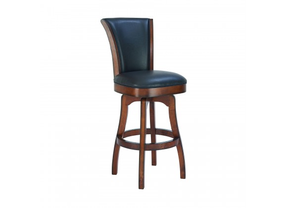 Raleigh 26" Counter Height Swivel Barstool in Rustic Cordovan Finish and Brown Bonded Leather - Angled