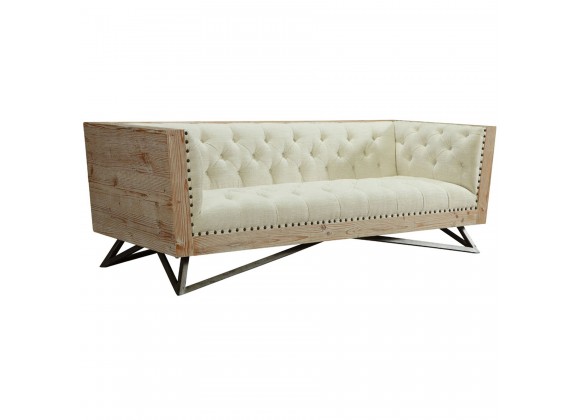 Armen Living Regis Cream Sofa With Pine Frame And Gunmetal Legs - Angled
