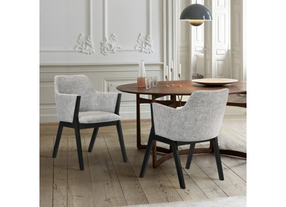 Armen Living Renzo Light Gray Fabric and Black Wood Dining Side Chairs 