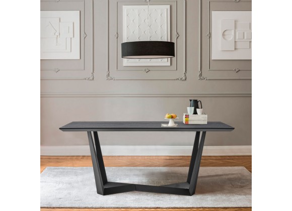 Armen Living Radford Gray Rectangular Dining Table With Black Finish