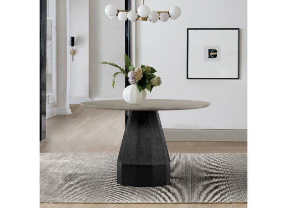 Armen Living Revival Concrete And Oak Round Dining Table In Natural