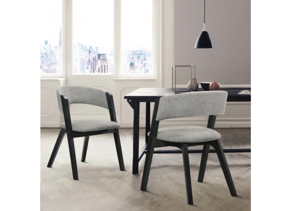 Armen Living Rowan Gray Upholstered Dining Chairs In Black Finish - Set of 2