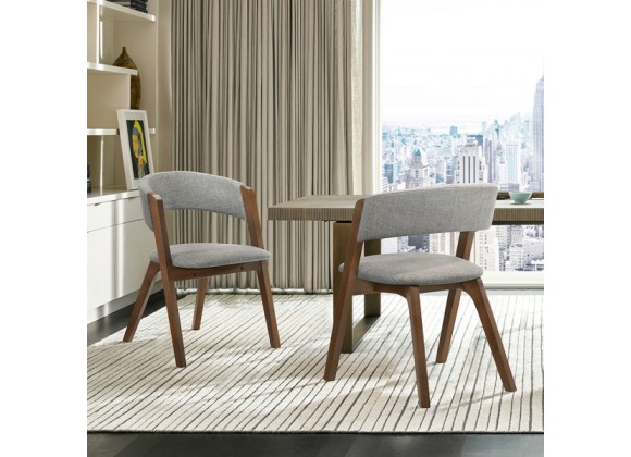 Armen Living Rowan Gray Upholstered Dining Chairs In Walnut Finish