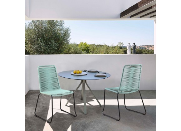 Shasta Outdoor Metal and Rope Stackable Dining Chair  In Wasabi Rope  - Set of 2