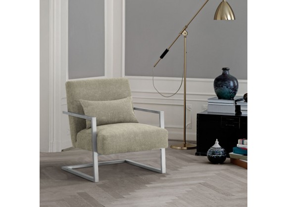 Armen Living Skyline Modern Accent Chair In Gray Linen and Steel Legs