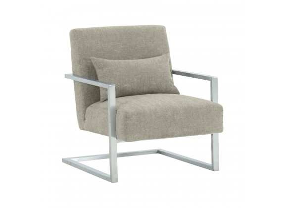 Skyline Modern Accent Chair In Gray Linen and Steel - Angled
