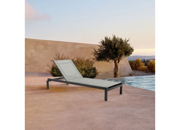 Armen Living Solana Outdoor Dark Grey Aluminum Stacking Chaise Lounge Chair In Light Gray
