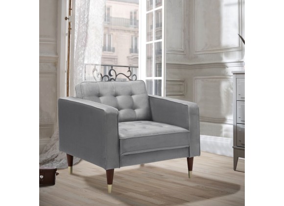 Armen Living Somerset Gray Velvet Mid Century Modern Club Chair