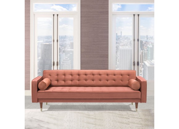 Armen Living Somerset Blush Velvet Mid Century Modern Sofa