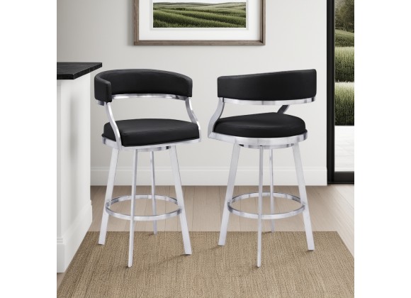 Saturn Contemporary 26" Bar Height Barstool in Black - Lifestyle