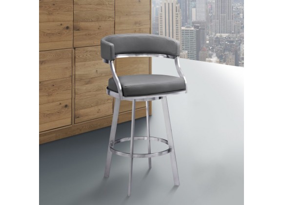 Saturn Contemporary 26" Bar Height Barstool - Grey