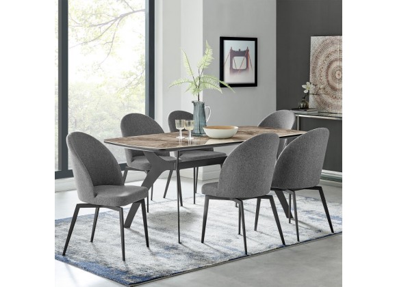 Armen Living Sunny Swivel Gray Fabric And Metal Dining Room Chairs 