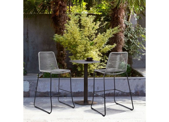 Armen Living Shasta Outdoor Metal and Grey Rope Stackable Counter Stool - Set of 2
