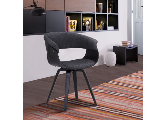 Armen Living Summer Contemporary Dining Chair In Black Brush Wood Finish And Charcoal Fabric