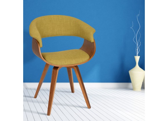 Summer Modern Chair In Green Fabric and Walnut Wood