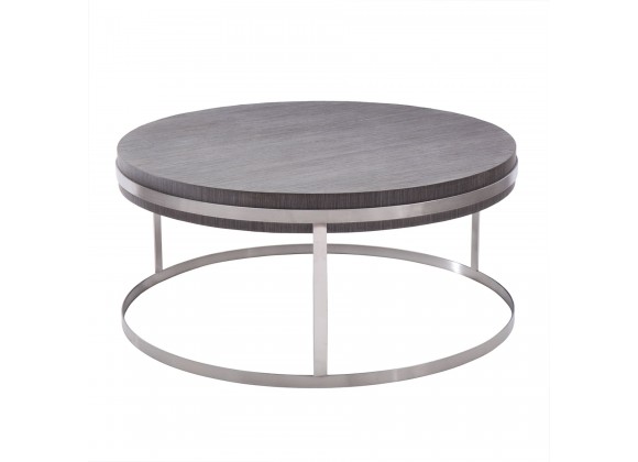 Armen Living Sunset Coffee Table in Brushed Stainless Steel finish with Grey Top - Front