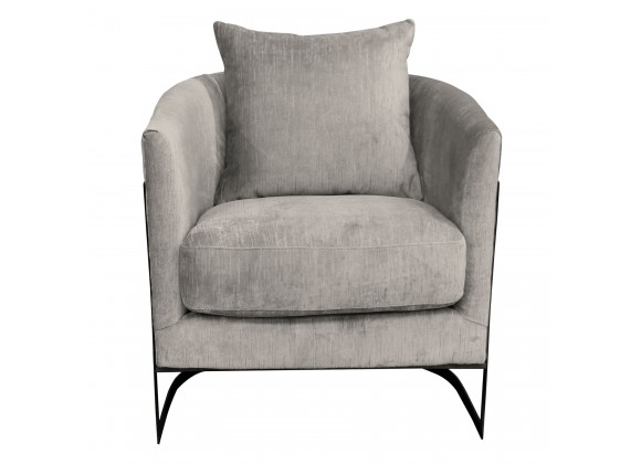 Swan Contemporary Accent Chair with Black Iron Finish and Beige - Front