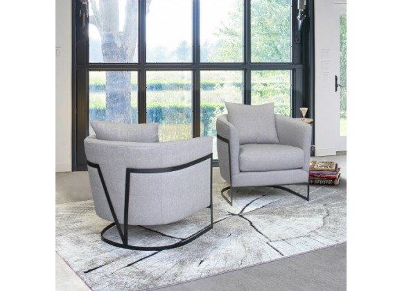 Armen Living Swan Contemporary Accent Chair With Black Iron Finish Gray Fabric