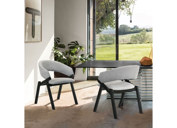 Armen Living Talulah Gray Fabric and Black Veneer Dining Side Chairs