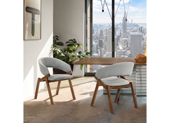 Armen Living Talulah Gray Fabric and Walnut Veneer Dining Side Chairs