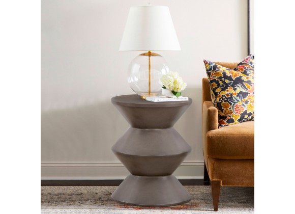 Armen Living Lizzie Concrete Indoor Outdoor Accent Stool End Table Lifestyle 