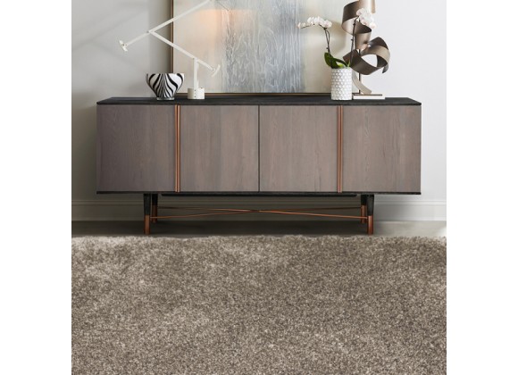Armen Living Turin Rustic Oak Wood Sideboard Cabinet with Copper Accent