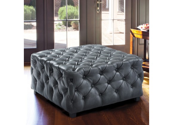 Armen Living Taurus Contemporary Ottoman in Gray Faux Leather Lifestyle
