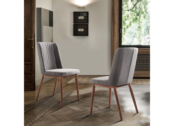 Armen Living Wade Mid-Century Dining Chair In Walnut Finish And Gray Fabric