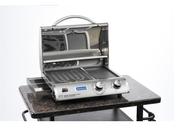 Outdoor Greatroom Company Legacy 2 20" Stainless Steel Grill - Front Side Opened Angle