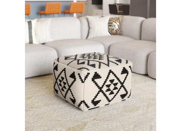 Lizardo Ottoman in Beige & Black- Lifestyle 1
