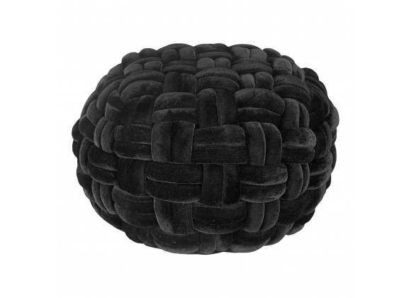 Moe's Home Collection PJ Velvet Pouf - Black - Front Angle