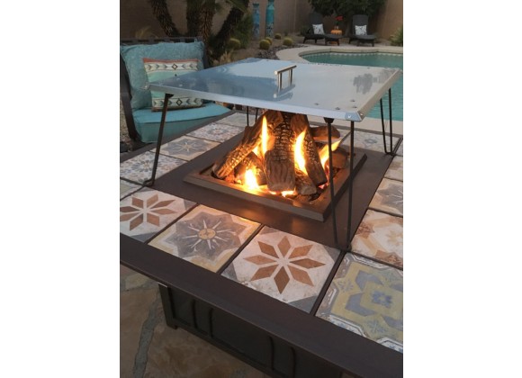 AZ Patio Heaters Heat Warden Fire Pit Heat Deflector in Stainless Steel - Lifestyle
